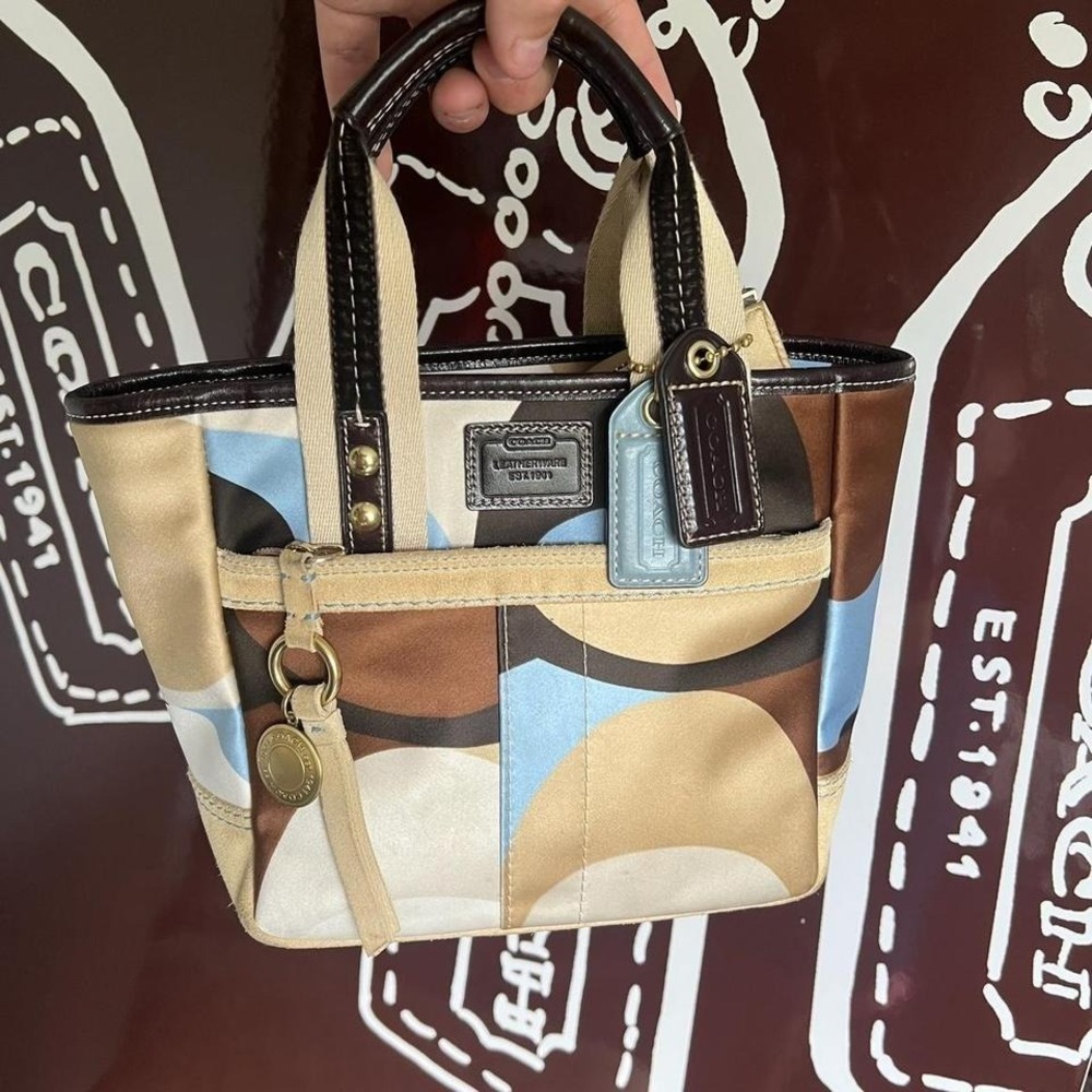 Y2K 2000s Coach Hampton Scarf Print Tote Mini Bag/ Handbag